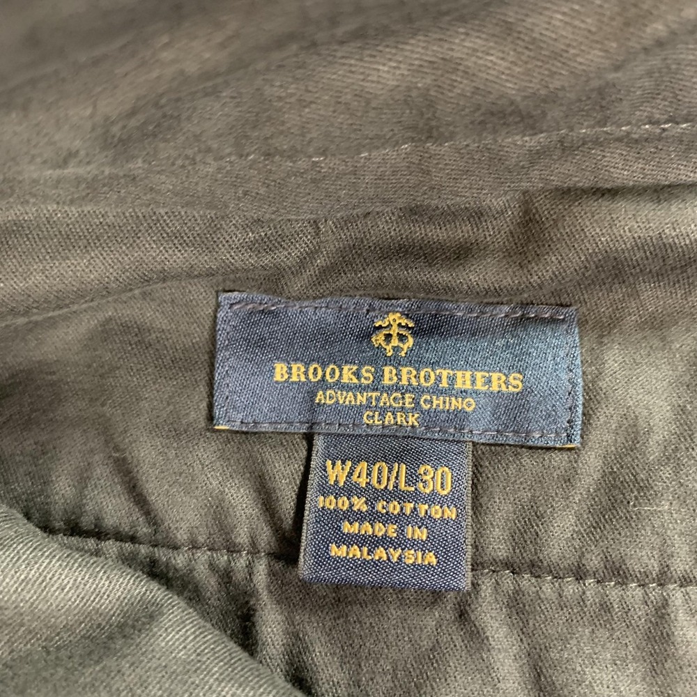 Brooks Brothers Pants Mens 40x30 (38x30) Black Advantage Chino Clark Flat Front - Picture 5 of 16